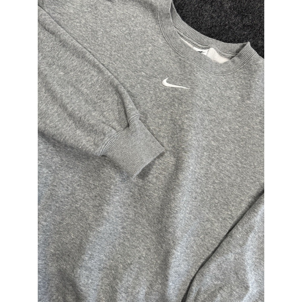 Nike Center Swoosh Crewneck Sweatshirt Gray Fleece Pullover Size L